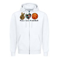 White peace love basketball Zipper Hoodie - Artiststas