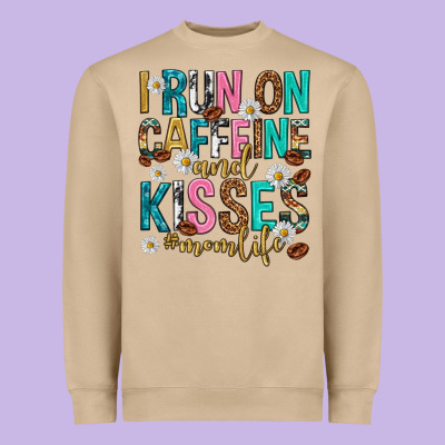 I Run On Caffeine And Kisses Mothers Day Heavyweight Sweatshirt Designed By Texasbilliewilder