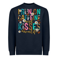 Navy i run on caffeine and kisses mothers day Heavyweight Sweatshirt - texasbilliewilder