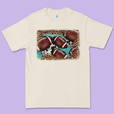 American Football Leopard Cowhide Turquoise  Leather Background Premium Tee Designed By Barkaloodesign