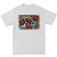 Dove Grey American football leopard cowhide turquoise  leather background Premium Tee - BarkalooDesign