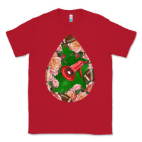 Red american football and western roses teardrop Classic Tee - BundleAndBundleShop
