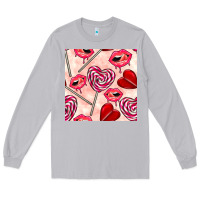 Moon Dust valentines day lollipops and lips seamless pattern Long Sleeve Tee - BundleAndBundleShop