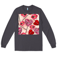 Smoke valentines day lollipops and lips seamless pattern Long Sleeve Tee - BundleAndBundleShop