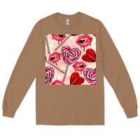 Toasted Coconut valentines day lollipops and lips seamless pattern Long Sleeve Tee - BundleAndBundleShop