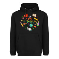 Black maestra teacher heart doodle Heavyweight Hoodie - MaliasSmallBusiness
