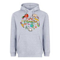 Heather Grey maestra teacher heart doodle Heavyweight Hoodie - MaliasSmallBusiness