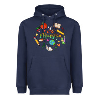 Navy maestra teacher heart doodle Heavyweight Hoodie - MaliasSmallBusiness