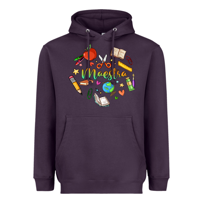 Maestra Teacher Heart Doodle Heavyweight Hoodie by MaliasSmallBusiness | Teevron