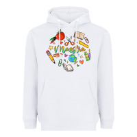White maestra teacher heart doodle Heavyweight Hoodie - MaliasSmallBusiness