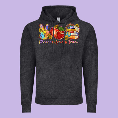 Peace Love Teach Vintage Hoodie Designed By Texasbilliewilder