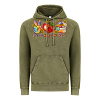 Vintage Olive peace love teach Vintage Hoodie - texasbilliewilder