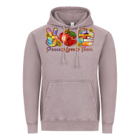 Vintage Zinc peace love teach Vintage Hoodie - texasbilliewilder