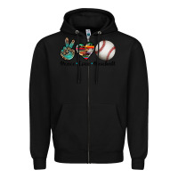 Black peace love baseball Zipper Hoodie - Artiststas