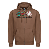 Chestnut peace love baseball Zipper Hoodie - Artiststas
