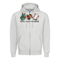 Dove Grey peace love baseball Zipper Hoodie - Artiststas