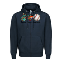 Navy peace love baseball Zipper Hoodie - Artiststas