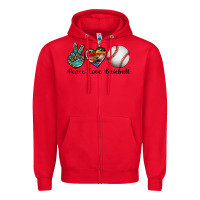 Red peace love baseball Zipper Hoodie - Artiststas