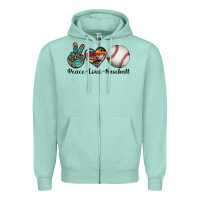 Seafoam peace love baseball Zipper Hoodie - Artiststas
