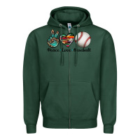 Sports Green peace love baseball Zipper Hoodie - Artiststas