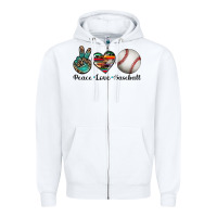 White peace love baseball Zipper Hoodie - Artiststas
