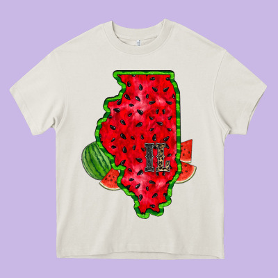Illinois Watermelon Heavy Core Tee Designed By Racoondesign