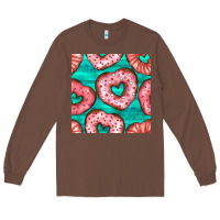 Chestnut valentines day heart donuts seamless pattern Long Sleeve Tee - BundleAndBundleShop