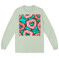 Matcha valentines day heart donuts seamless pattern Long Sleeve Tee - BundleAndBundleShop