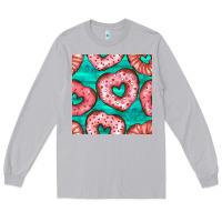 Moon Dust valentines day heart donuts seamless pattern Long Sleeve Tee - BundleAndBundleShop
