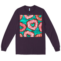 Plum valentines day heart donuts seamless pattern Long Sleeve Tee - BundleAndBundleShop