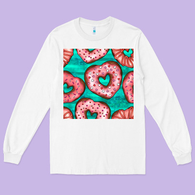 Valentines Day Heart Donuts Seamless Pattern Long Sleeve Tee Designed By Bundleandbundleshop