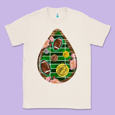 American Football And Western Roses Teardrop Classic Tee Designed By Bundleandbundleshop