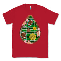 Red american football and western roses teardrop Classic Tee - BundleAndBundleShop