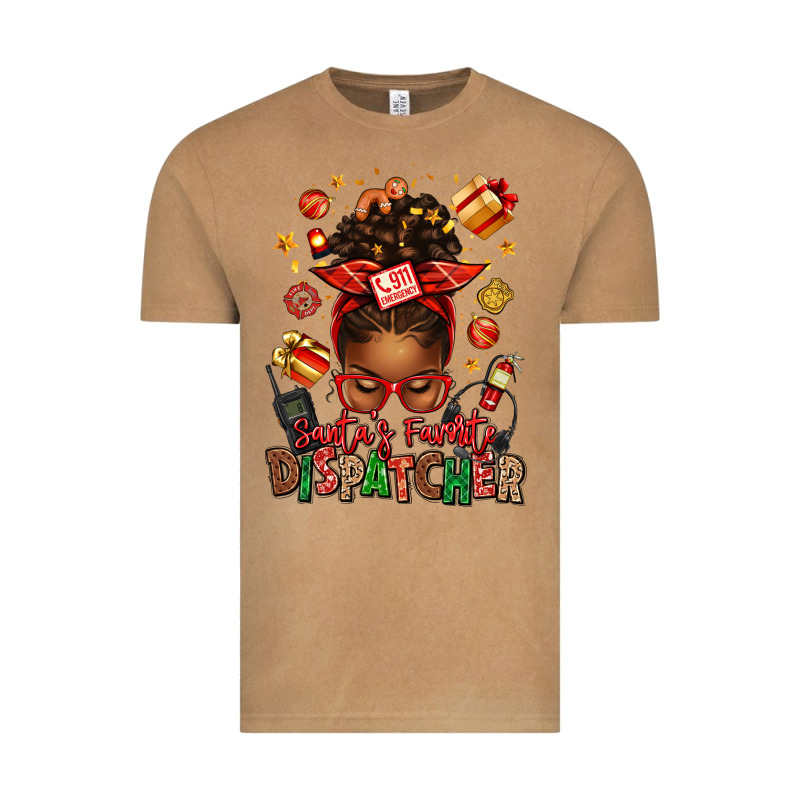 Santa's Favorite Dispatcher Afro Messy Bun Vintage Tee by texasbilliewilder | Teevron