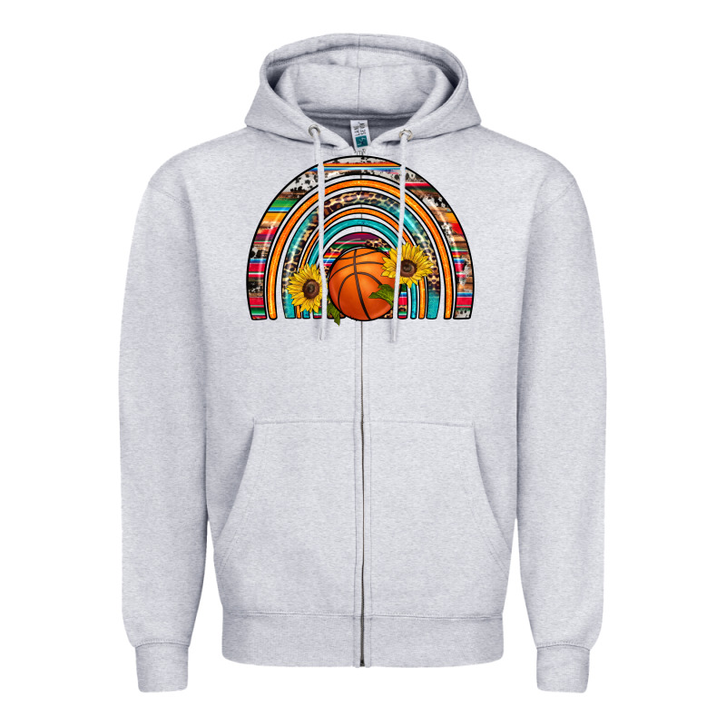 Basketball Rainbow Zipper Hoodie by Artiststas | Teevron