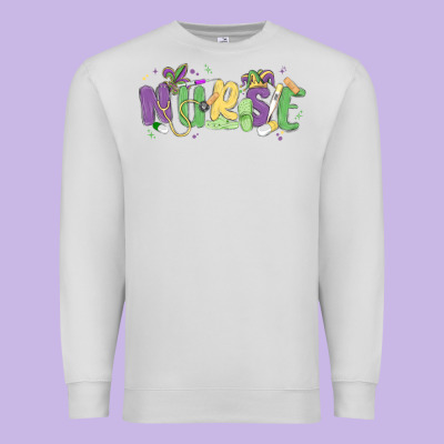 Nurse Mardi Gras Premium Sweatshirt Designed By Maliassmallbusiness