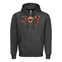 Charcoal Heather joy reindeer Zipper Hoodie - AdoDesignShop