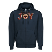 Navy joy reindeer Zipper Hoodie - AdoDesignShop