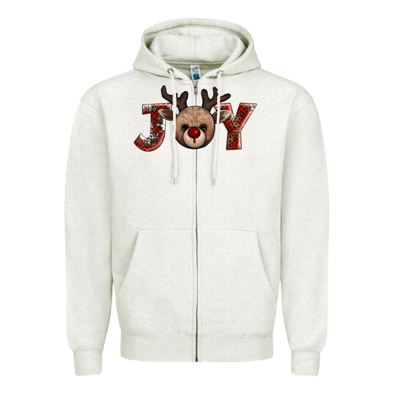 Joy Reindeer Zipper Hoodie by AdoDesignShop | Teevron