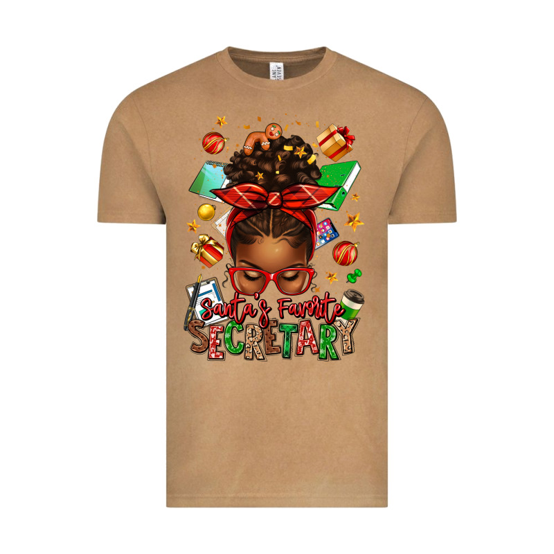 Santa's Favorite Secretary Afro Messy Bun Vintage Tee by texasbilliewilder | Teevron