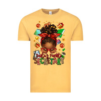 Vintage Mustard santa's favorite secretary afro messy bun Vintage Tee - texasbilliewilder