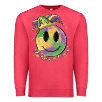 Cardinal smiley face mardi gras Premium Sweatshirt - MaliasSmallBusiness