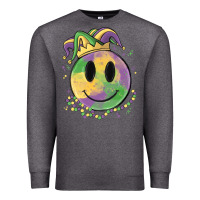 Charcoal Heather smiley face mardi gras Premium Sweatshirt - MaliasSmallBusiness