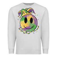 Dove Grey smiley face mardi gras Premium Sweatshirt - MaliasSmallBusiness