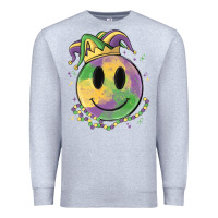 Heather Grey smiley face mardi gras Premium Sweatshirt - MaliasSmallBusiness