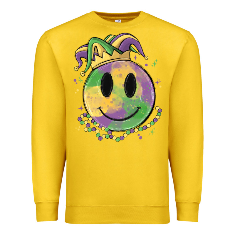 Smiley Face Mardi Gras Premium Sweatshirt by MaliasSmallBusiness | Teevron