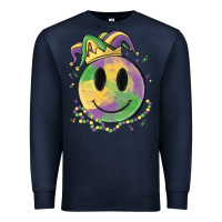 Navy smiley face mardi gras Premium Sweatshirt - MaliasSmallBusiness