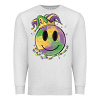 Oatmeal Heather smiley face mardi gras Premium Sweatshirt - MaliasSmallBusiness