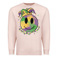 Pale Pink smiley face mardi gras Premium Sweatshirt - MaliasSmallBusiness