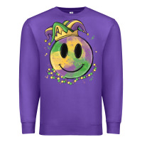 Purple smiley face mardi gras Premium Sweatshirt - MaliasSmallBusiness